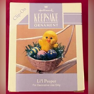 Easter Hallmark Keepsake Ornament 1993 Li’l Peeper Chick & Easter Eggs in Basket